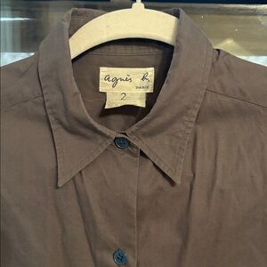 Agnes B Grey Classic Button Down Shirt